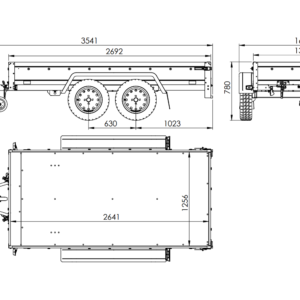 GARDEN TRAILER 264/2 KIPP REMORQUE À DEUX ESSIEUX AVEC ROUE JOCKEY, TIGES DE SUPPORT, RIDELLES SUPPLÉMENTAIRES ET BÂCHE PLATE BLEUE