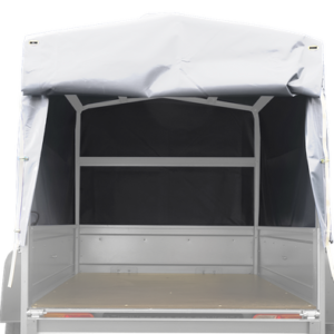 REMORQUE SIMPLE ESSIEU 200X106 AVEC BÂCHE HAUTE, ARCEAU, REHAUSSES DE RIDELLES ET ROUE JOCKEY - GARDEN TRAILER 200 KIPP