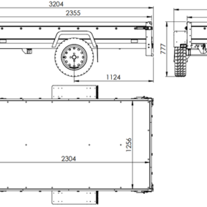 GRANDE REMORQUE 230X125 AVEC BÂCHE PLATE, RIDELLES GRILLAGÉES, ROUE JOCKEY ET TIGES DE SUPPORT BÂCHE - GARDEN TRAILER 230 KIPP