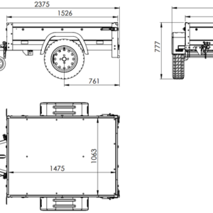 REMORQUE SIMPLE ESSIEU 200X106 AVEC BÂCHE HAUTE, ARCEAU, REHAUSSES DE RIDELLES ET ROUE JOCKEY - GARDEN TRAILER 200 KIPP