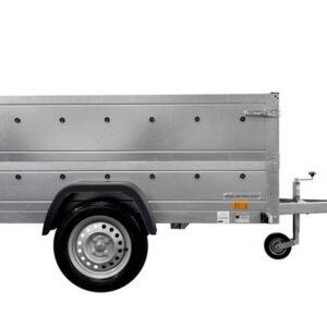 REMORQUE AUTO AVEC REHAUSSES DE RIDELLES ET ROUE JOCKEY GARDEN TRAILER 230 KIPP 2,30 X 1,25 M UNITRAILER