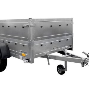 REMORQUE AUTO AVEC REHAUSSES DE RIDELLES ET ROUE JOCKEY GARDEN TRAILER 230 KIPP 2,30 X 1,25 M UNITRAILER