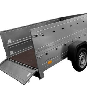 REMORQUE AUTO AVEC REHAUSSES DE RIDELLES ET ROUE JOCKEY GARDEN TRAILER 230 KIPP 2,30 X 1,25 M UNITRAILER