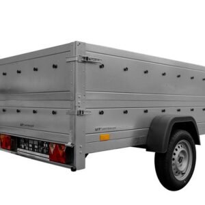 REMORQUE AUTO AVEC REHAUSSES DE RIDELLES ET ROUE JOCKEY GARDEN TRAILER 230 KIPP 2,30 X 1,25 M UNITRAILER