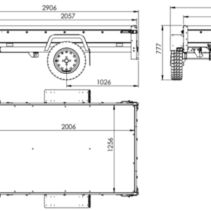 REMORQUE DE VOITURE GARDEN TRAILER 201 KIPP 500 KG 200 X 125 CM [AVEC REHAUSSES DE RIDELLES ET ROUE JOCKEY