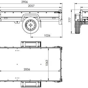 REMORQUE NEUVE 200X106 AVEC BÂCHE PLATE, REHAUSSES DE RIDELLES ET ROUE JOCKEY - GARDEN TRAILER 200 KIPP