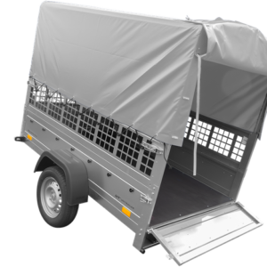 REMORQUE POUR PERMIS B GARDEN TRAILER 201 KIPP 500 KG 200 X 125 CM [AVEC REHAUSSES GRILLAGÉES, BÂCHE HAUTE, ARCEAU ET ROUE JOCKEY