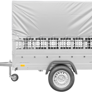 REMORQUE POUR PERMIS B GARDEN TRAILER 201 KIPP 500 KG 200 X 125 CM [AVEC REHAUSSES GRILLAGÉES, BÂCHE HAUTE, ARCEAU ET ROUE JOCKEY