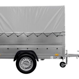 REMORQUE SIMPLE ESSIEU 200X125 AVEC BÂCHE HAUTE, ARCEAU, REHAUSSES DE RIDELLES ET ROUE JOCKEY - GARDEN TRAILER 201 KIPP