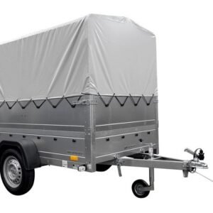 REMORQUE SIMPLE ESSIEU 200X125 AVEC BÂCHE HAUTE, ARCEAU, REHAUSSES DE RIDELLES ET ROUE JOCKEY - GARDEN TRAILER 201 KIPP