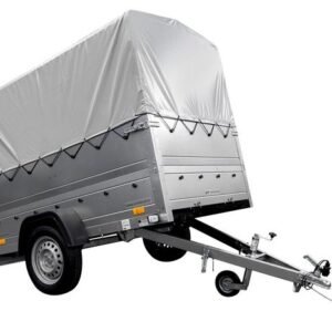 REMORQUE SIMPLE ESSIEU 200X125 AVEC BÂCHE HAUTE, ARCEAU, REHAUSSES DE RIDELLES ET ROUE JOCKEY - GARDEN TRAILER 201 KIPP