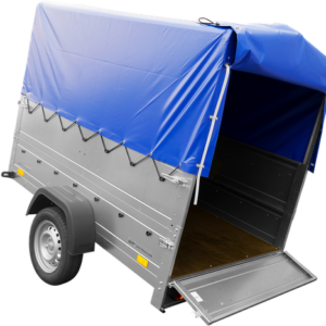 REMORQUE SIMPLE ESSIEU 200X125 AVEC BÂCHE HAUTE, ARCEAU, REHAUSSES DE RIDELLES ET ROUE JOCKEY - GARDEN TRAILER 201 KIPP