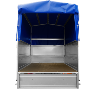 REMORQUE SIMPLE ESSIEU 200X125 AVEC BÂCHE HAUTE, ARCEAU, REHAUSSES DE RIDELLES ET ROUE JOCKEY - GARDEN TRAILER 201 KIPP