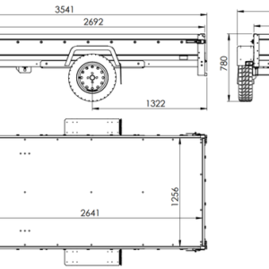 REMORQUE SIMPLE ESSIEU UNITRAILER GARDEN TRAILER 264 KIPP AVEC REHAUSSES DE RIDELLES ET BÂCHE PLATE BLEUE