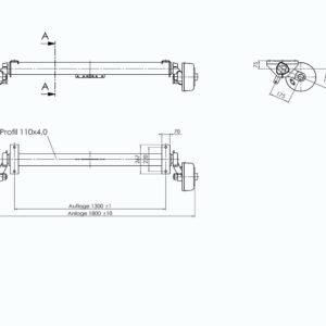 Essieu Freiné Al-Ko 1800 Kg A1400 E+ 5X112